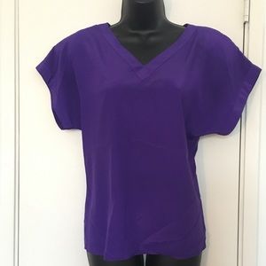 Vintage Purple V Neck Short Sleeve Top